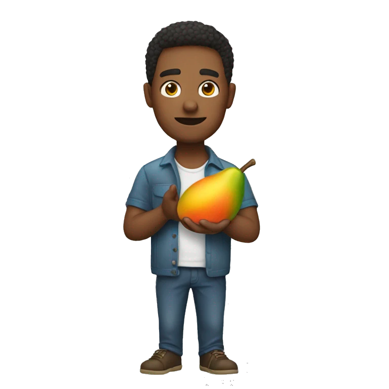 a guy holding a mango in his hand emoji