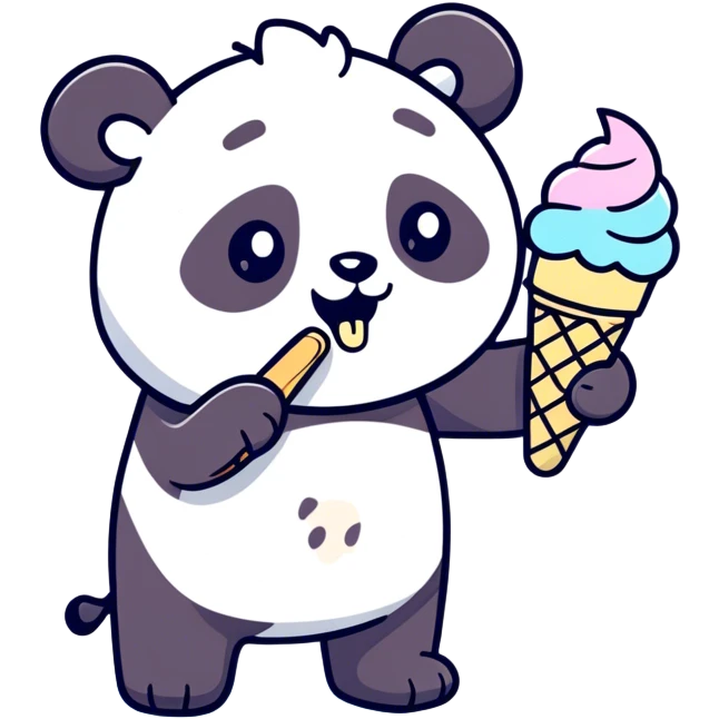 Panda eating ice cream emoji