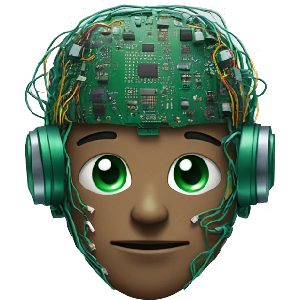 Head Deku cyborg with circuits and wires  emoji