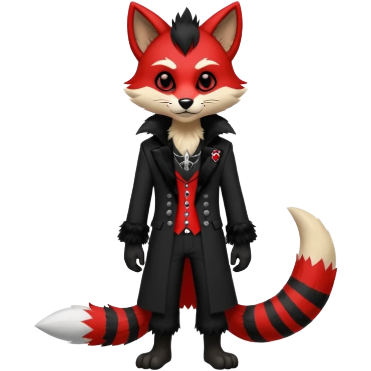 Anthropomorphic Anthro Furry punky gothic black white and red badass cool stylish handsome smexy Animal-furry-fursona emoji