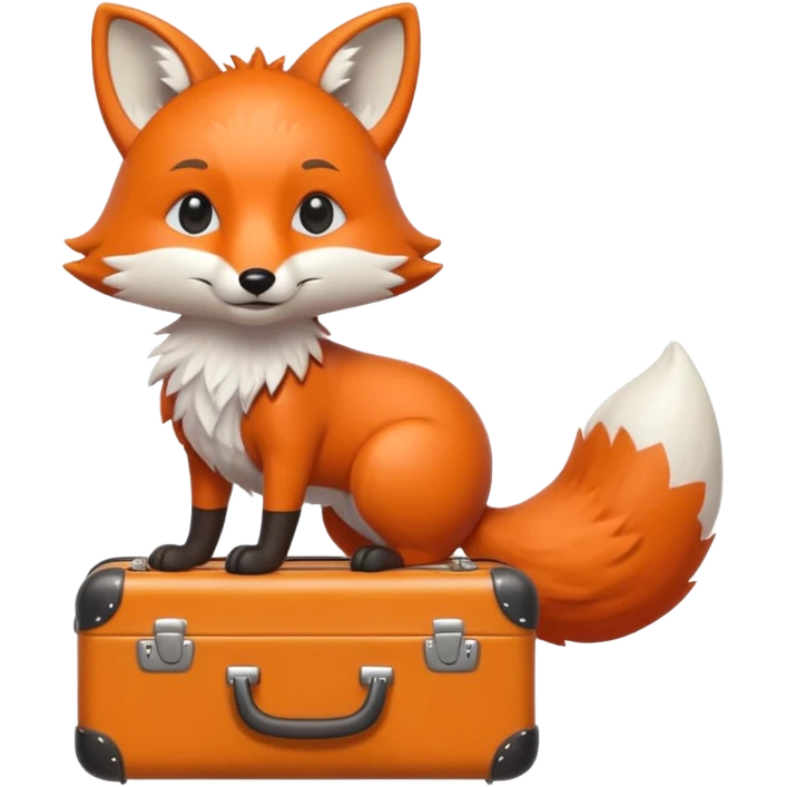 A clever fox gripping a tiny suitcase with its agile tail. emoji