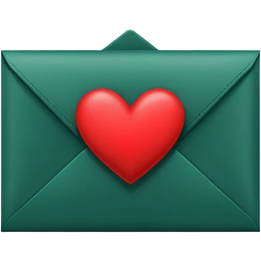 dark emerald envelope with heart  emoji