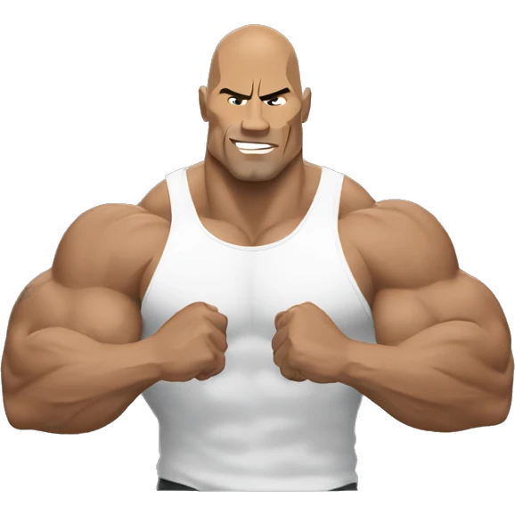 the rock double biceps holding lightning bolts emoji