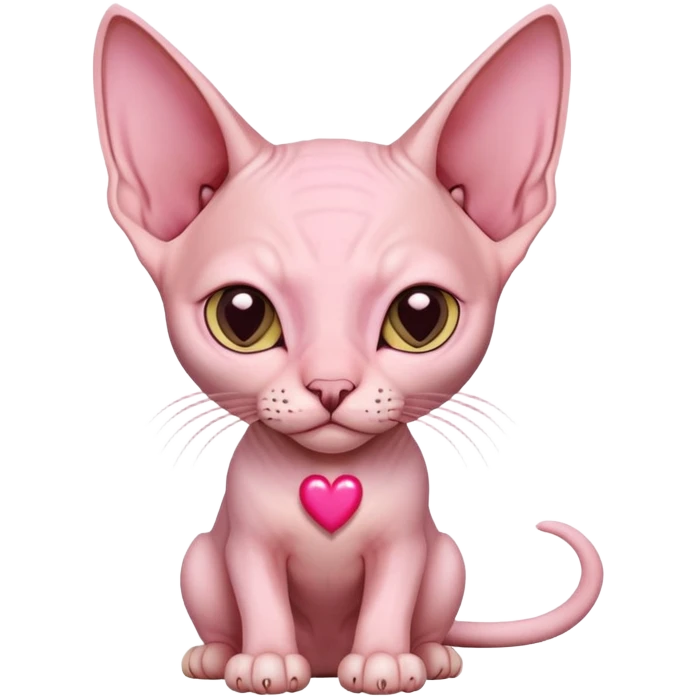 sphynx cat with hearts emoji