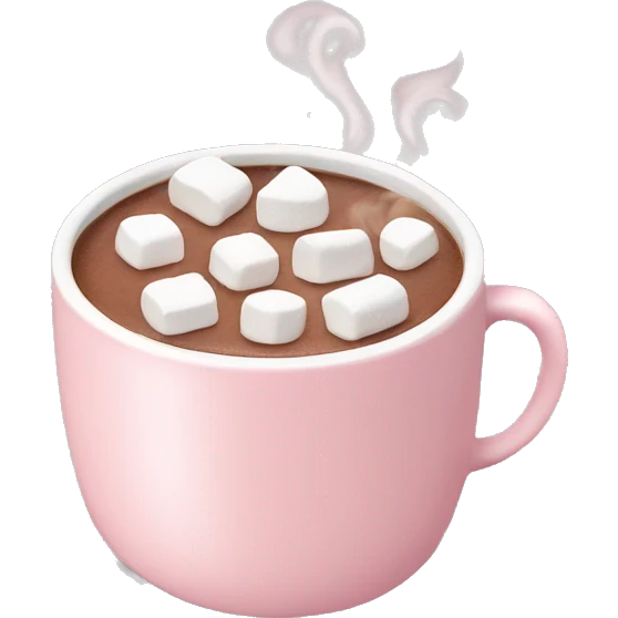 Light Pink mug of hot chocolate with marshmallows  emoji