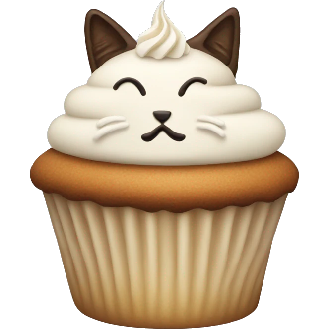 Cupcake with a Cat head and cream on top emoji