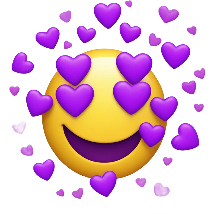 Smiley face with floating Purple Hearts  emoji