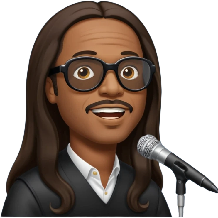Stevie Wonder with dark brown long hair emoji