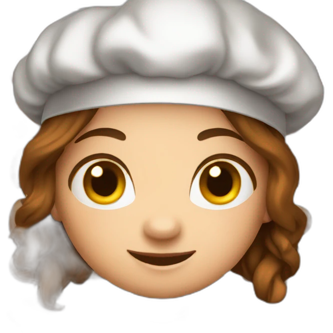 Brown hair chef girl with knifes tatto emoji