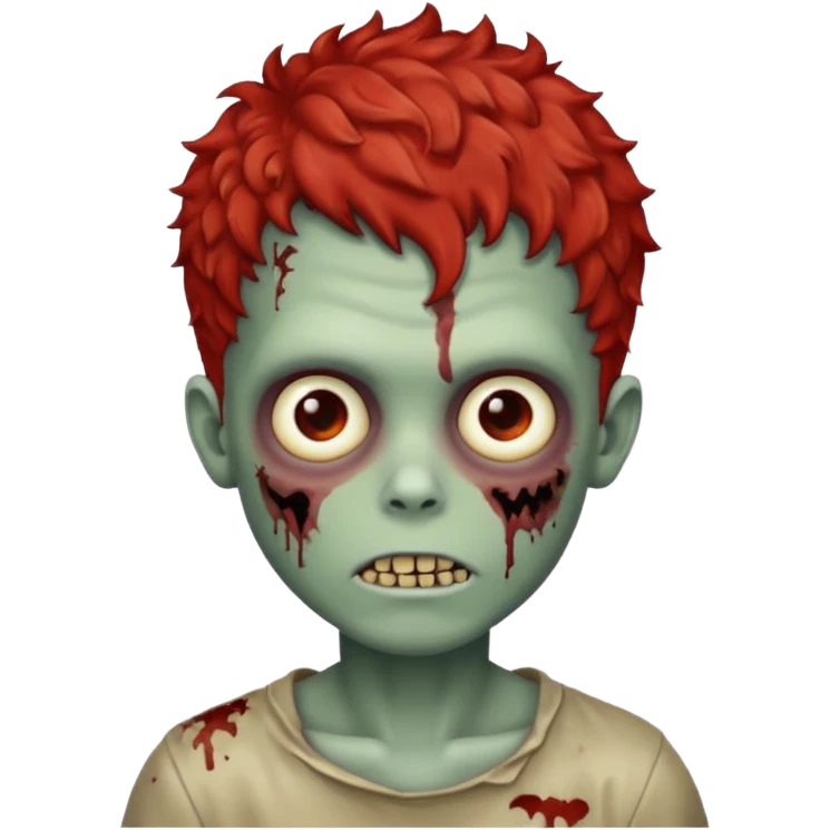 Create an emoji of zombie boy with red and short curly hair emoji