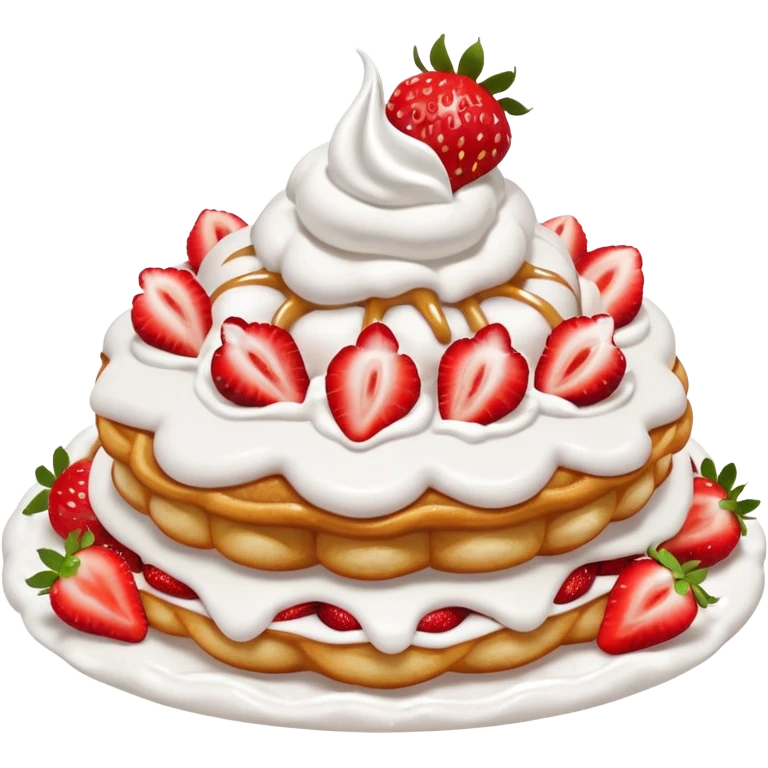 Funnel cake topped with strawberries and whip cream emoji
