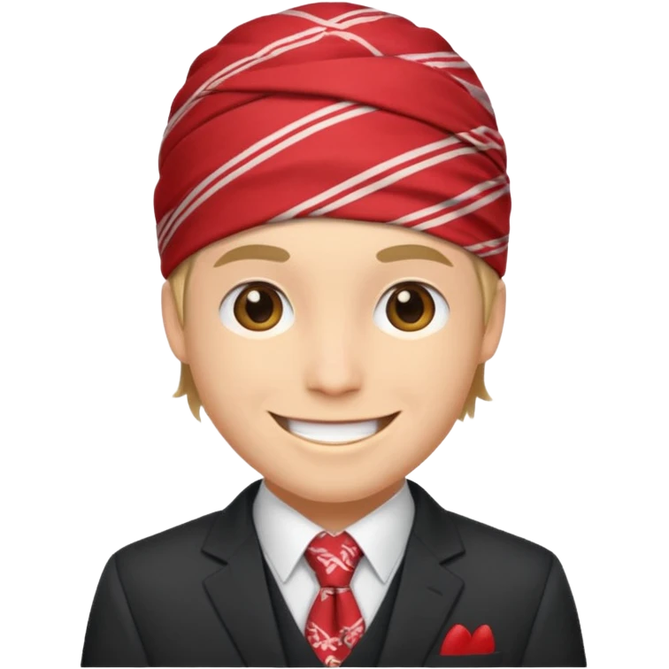 Character wearing a bandana and a suit emoji