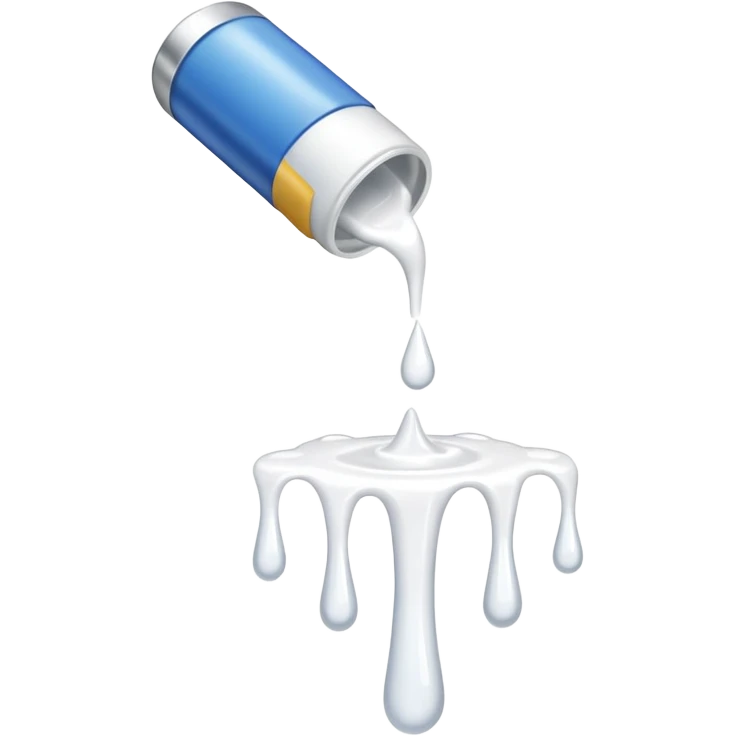 individual white glue white drops falling and dripping down out of a tube, all white emoji