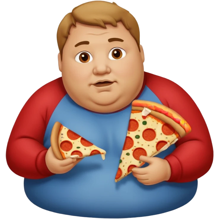 Fat man eating pizza emoji
