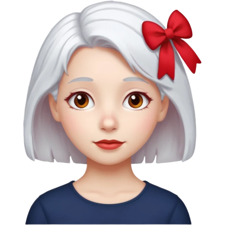  girl with white\ hair and red color hairclip emoji