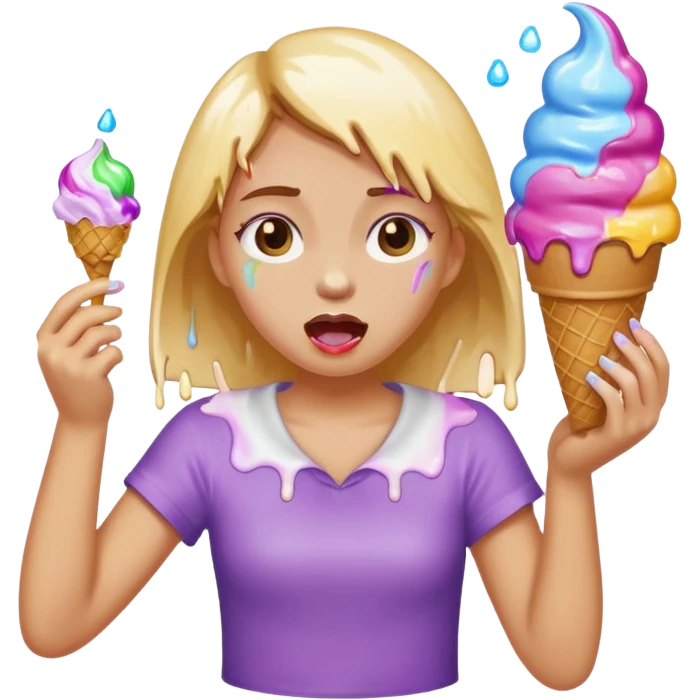 Girl throwing up ice cream emoji