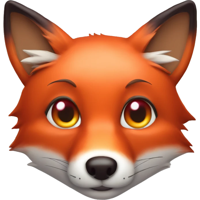 deep lush red fox face with tiny red heart instead of eyes emoji