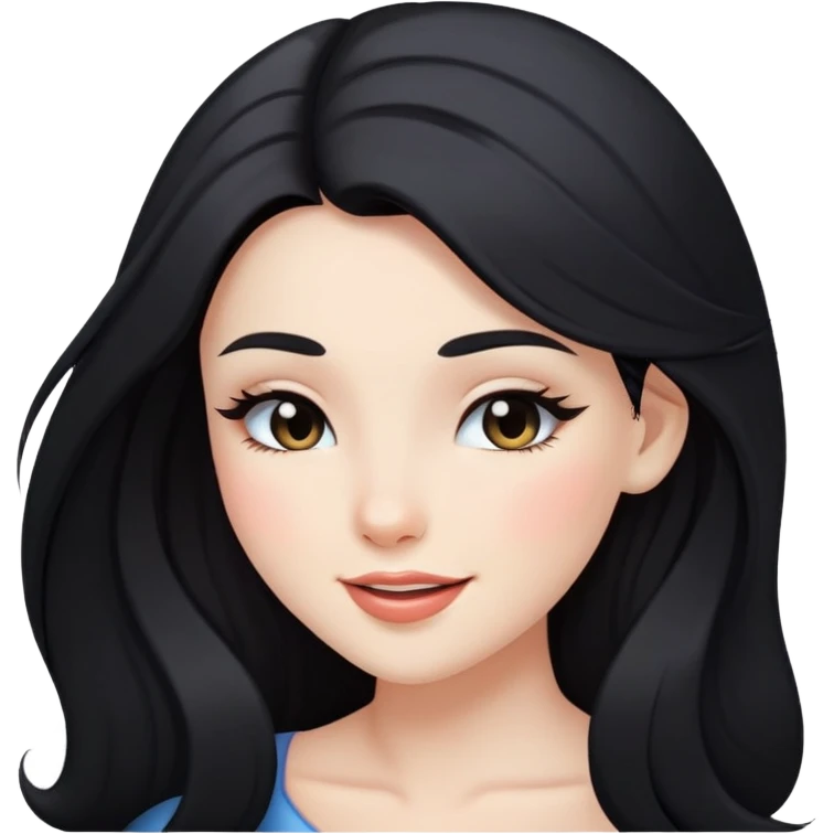 black long hair girl with soft makeup, winking emoji
