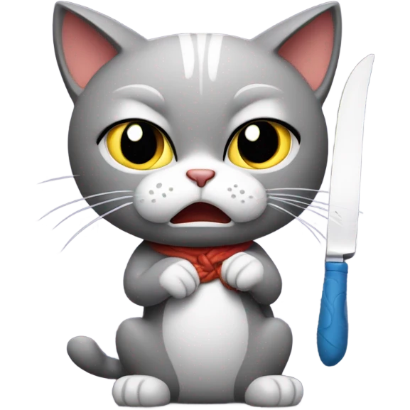 Angry cat with knife emoji