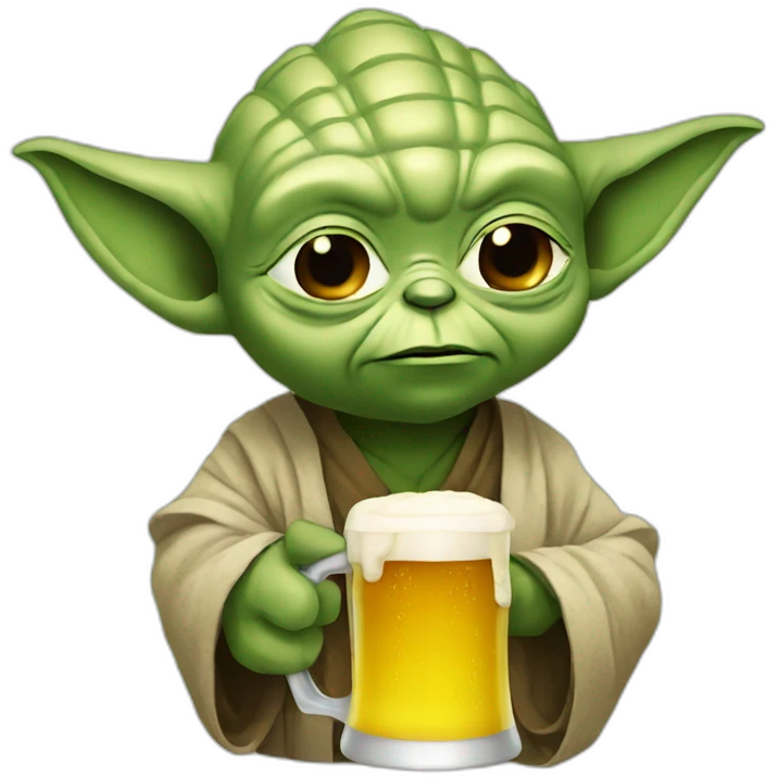 Yoda with a beer emoji