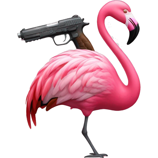 Flamingo with gun emoji