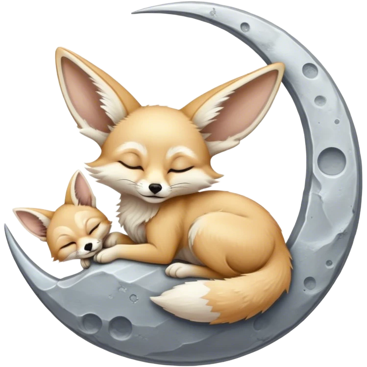 fennec sleeping on a moon sickle  emoji