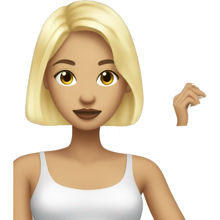 beauty woman looking in the mirror with blonde hair   emoji