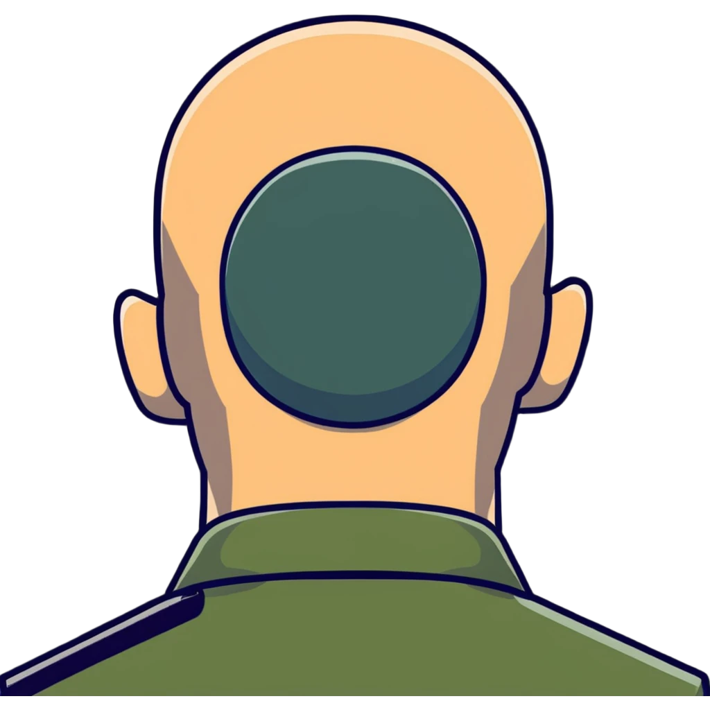 back view of military soldier's head with crew cut emoji