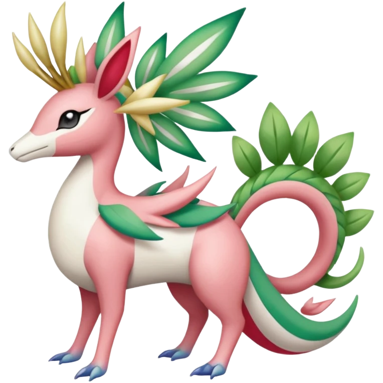 Shaymin-Meloetta-Cresselia-Milotic-Amaura-Pokémon-Fakémon-fusion, full body emoji