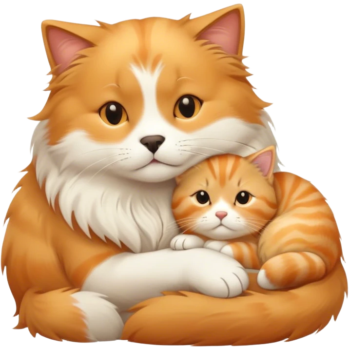 Cat snuggling with a dog emoji