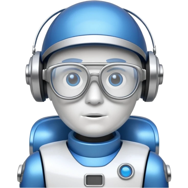 blue and white astrobot copilot with glasses emoji