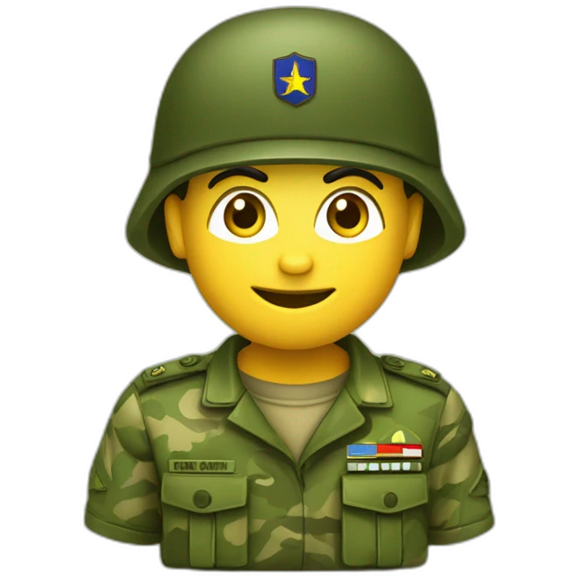crie um emoji de um militar do exercito brasileiro com o camuflado típico emoji