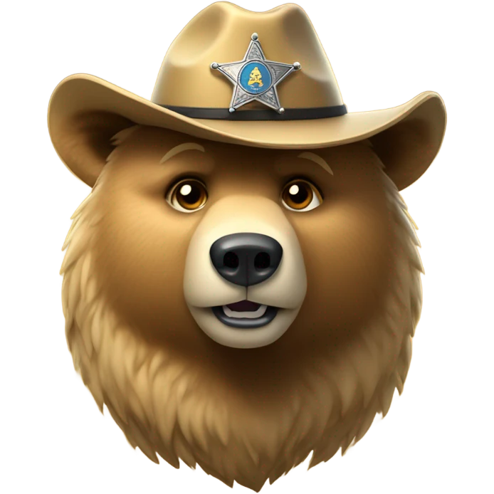 Golden grizzly bear with a sheriffs hat  emoji