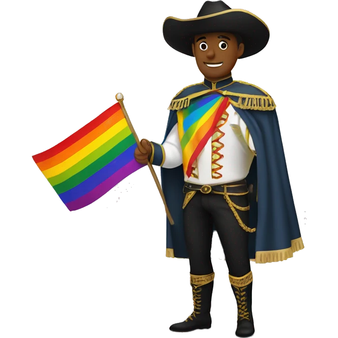 Torero con una bandera lgbt en las manos emoji