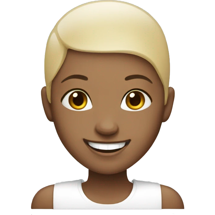 Bald girl with big smile emoji