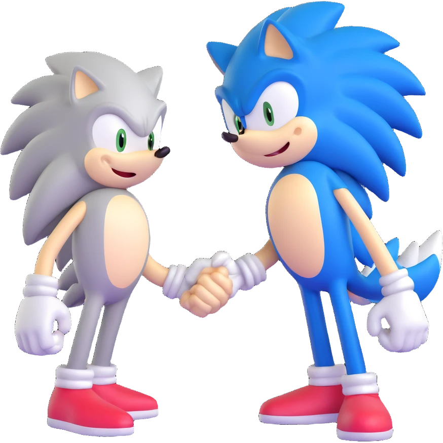 Sonic the Hedgehog and Silver the Hedgehog fist bumping emoji