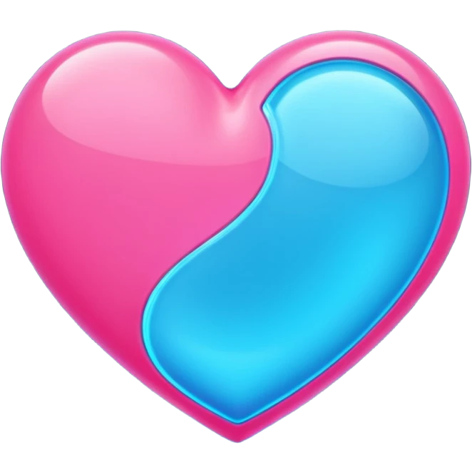 Neon pink and light blue heart emoji