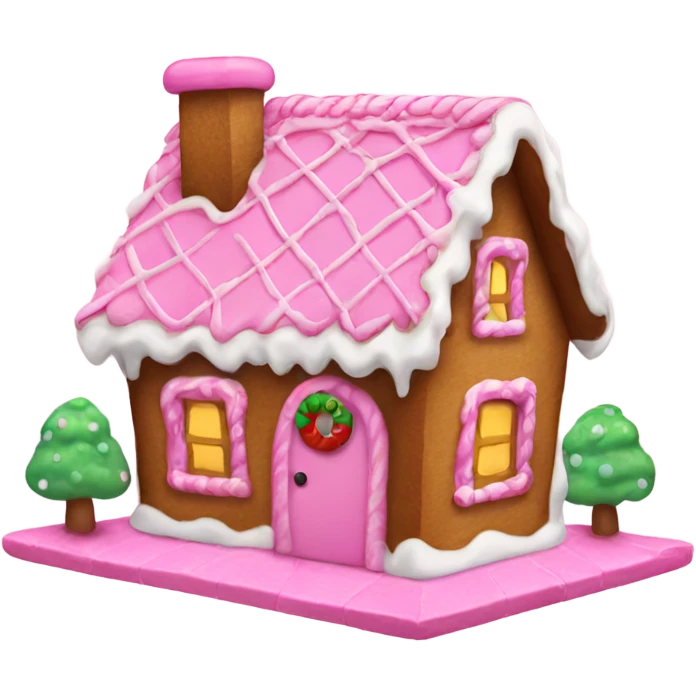 A pink gingerbread house emoji