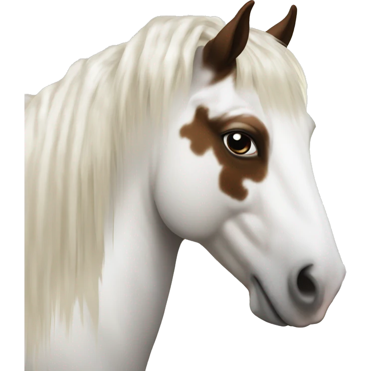 Gypsy horse with long white manes, white and brown spots emoji