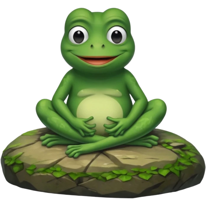 pepe meme sitting on rock emoji