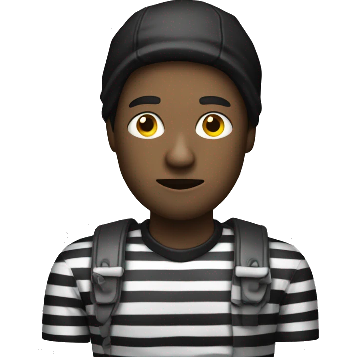 robber with an black and white stripes shirt emoji