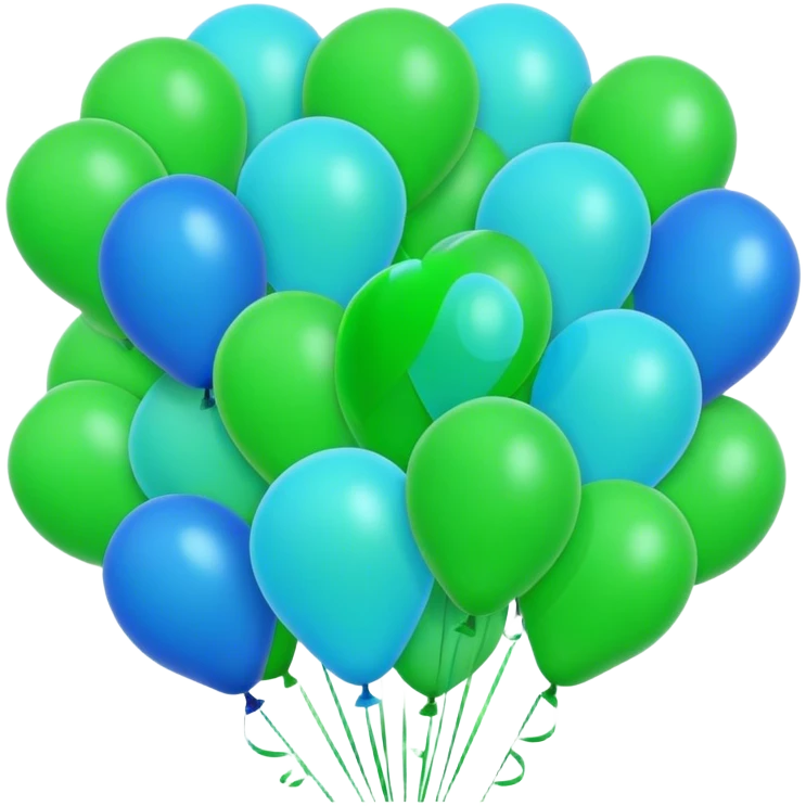 many green blue Baloons 4K emoji