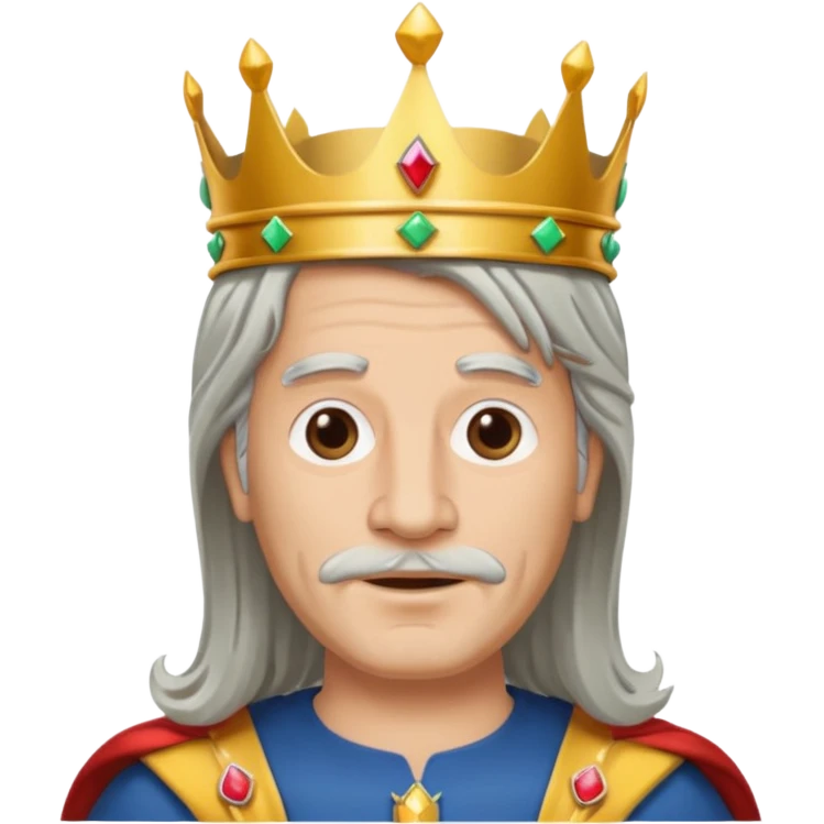 Burger King Crown guy with long grey hair and no facial hair emoji