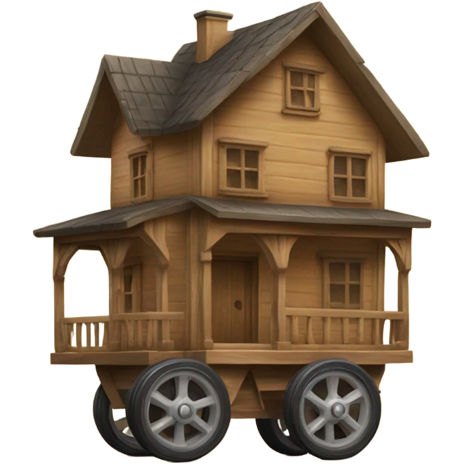 Big Wooden House on small wheels emoji