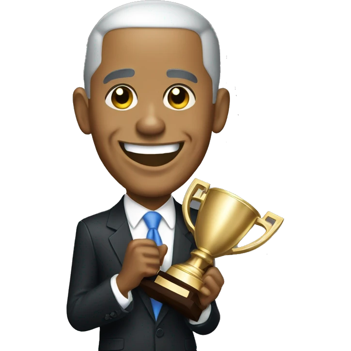 Barack Obama celebrating with a trophy emoji