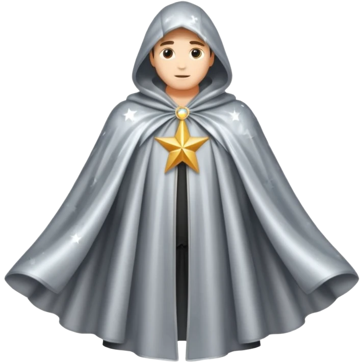 a fantasy  magic, silver color with star pattern cloak emoji