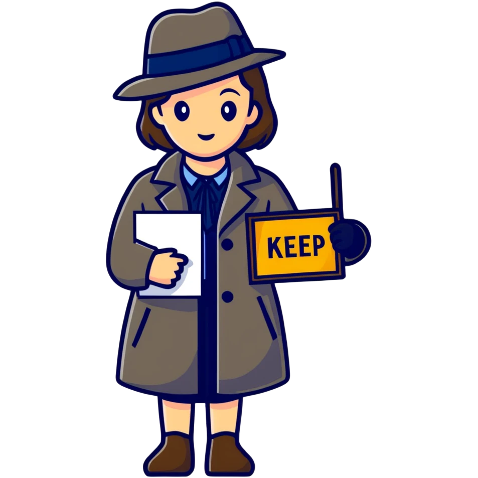 Female Slot Sleuth with a keep sign emoji