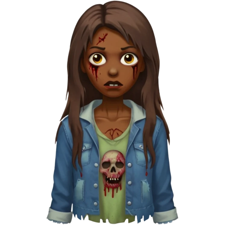 Long hair Brown zumbi famele emoji