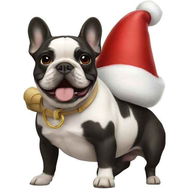 Santa riding French bulldog emoji