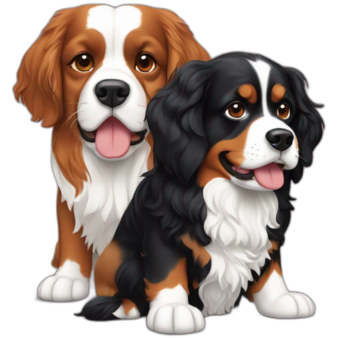 tricolor-king-charles-cavalier-and-a-bernese-mountain-dog emoji